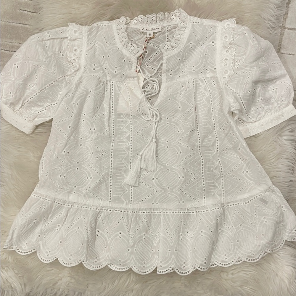 White Eyelet Lace Women's Top